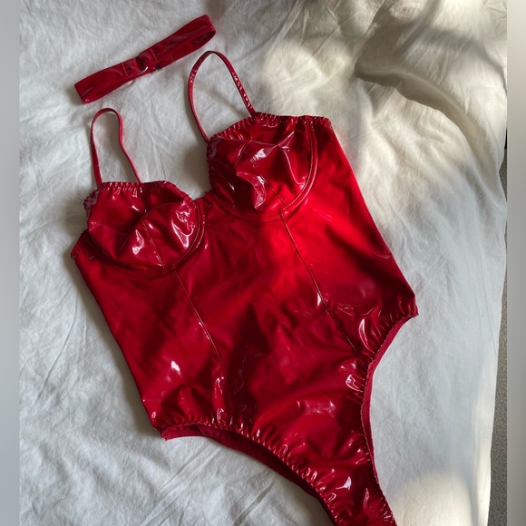 SHEIN Other Red Corset Body Suit Wmatching Choker Halloween Costume
